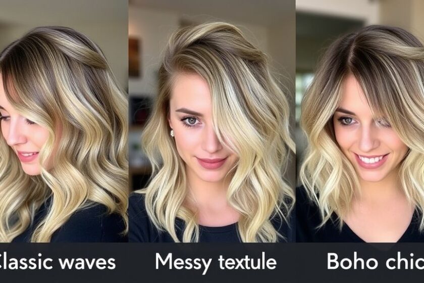 Styling Variations: Classic Waves, Messy Texture, Boho Chic